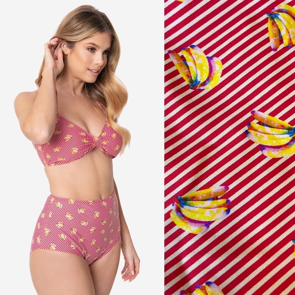 Unique Vintage Other - Bettie Page Red & White Stripe Banana Bunch Two Piece Swimsuit